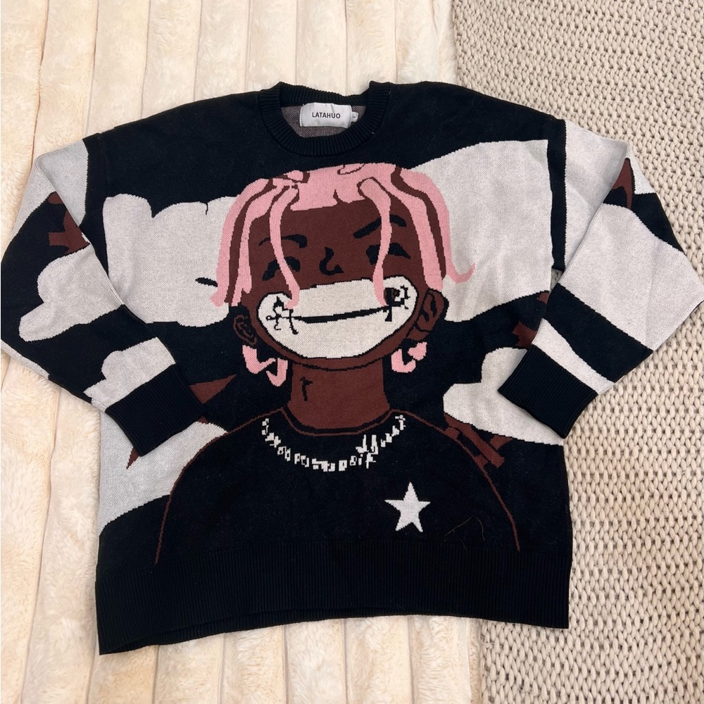 Graphic Sweater with Cartoon Design